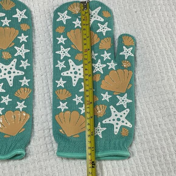 Temp-tations Blue Seashells Oven Safe Glove Mitts Womens Temptations 2 pc NEW - Picture 4 of 5
